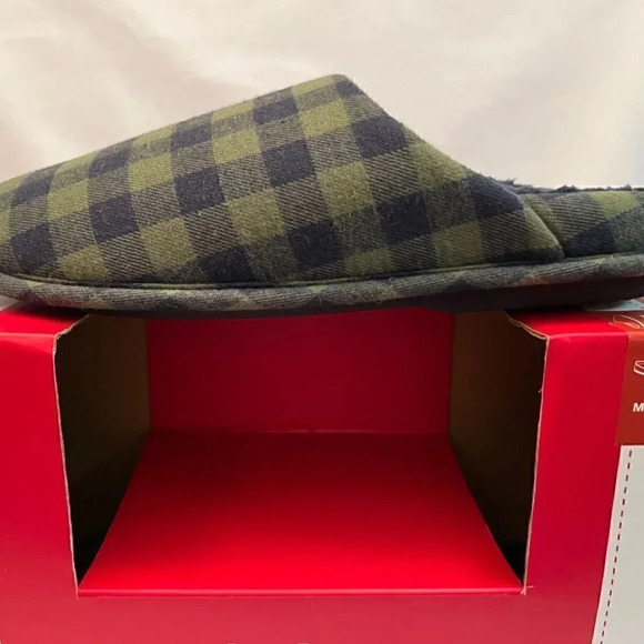 MEN'S CLUB ROOM SLIPPERS SIZE 6-7 & 8-9 SHEPRA LINED  BLUE GREEN PLAID UNISEX - Picture 6 of 9